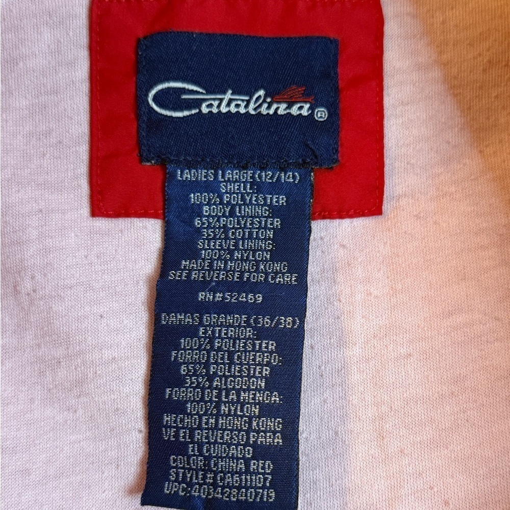 Vtg Catalina Red Windbreaker Women’s Jacket size 12/14 - Picture 2 of 10
